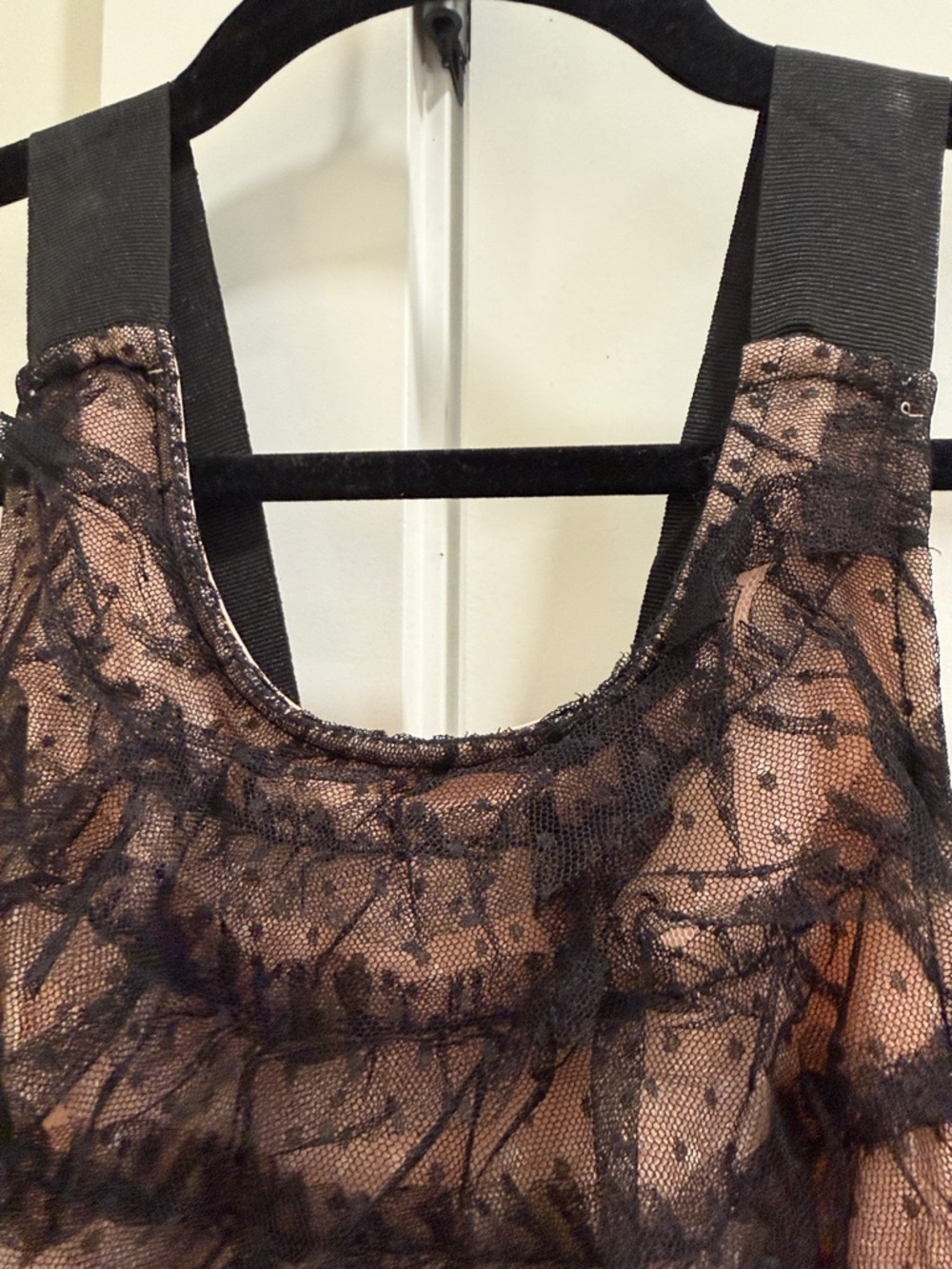 Anthropologie Black Lace Overlay Blush Maxi Dress - Picture 3 of 9